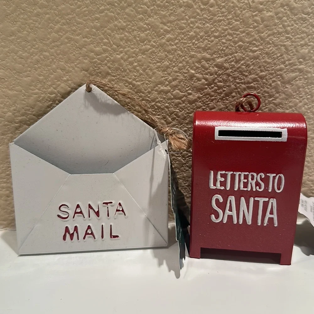Target 6 ornaments rustic farmhouse ski lift mailbox sled santa letter bike snow